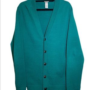 H&M Mens pine green button Cardigan in Sz Large